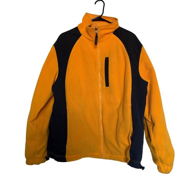 LL Bean Jacket Reversible Waterproof Fleece Coat Mens Large Yellow OXV63 Vintage - Picture 1 of 6